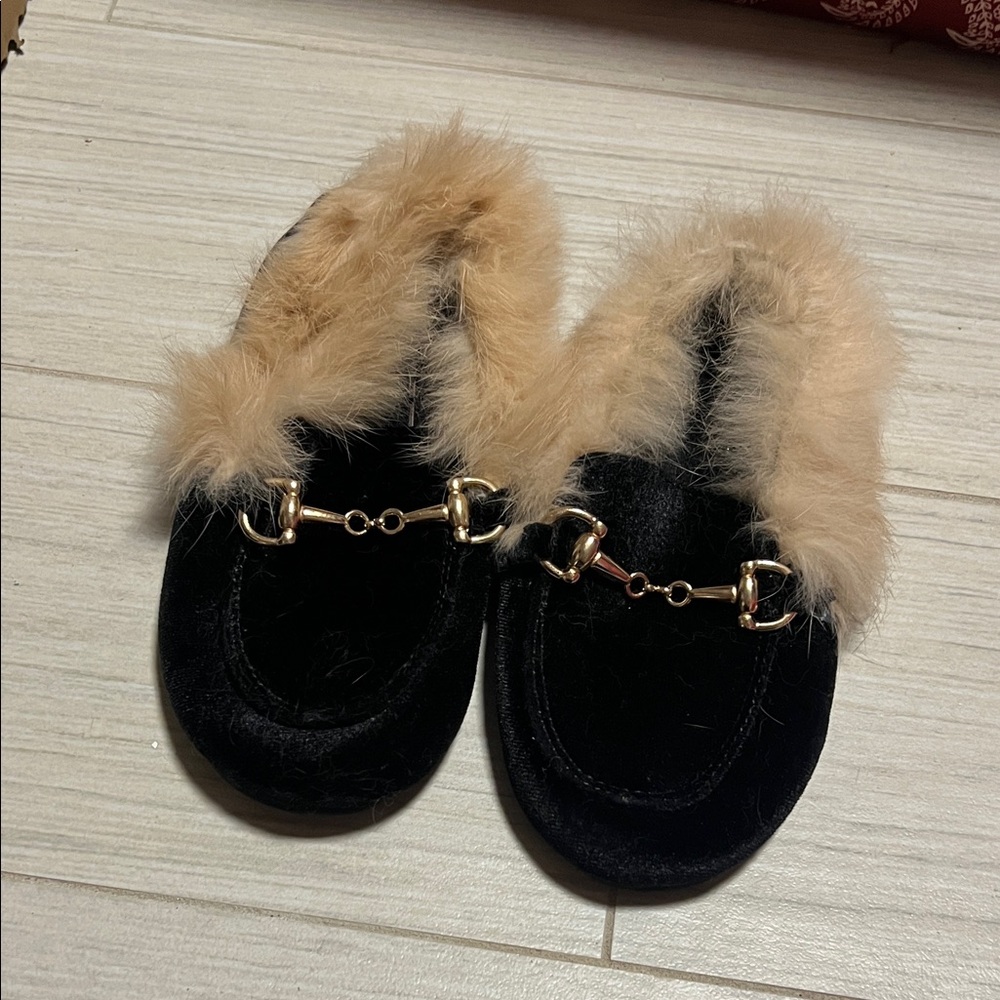 Kids faux suede Fur Loafers